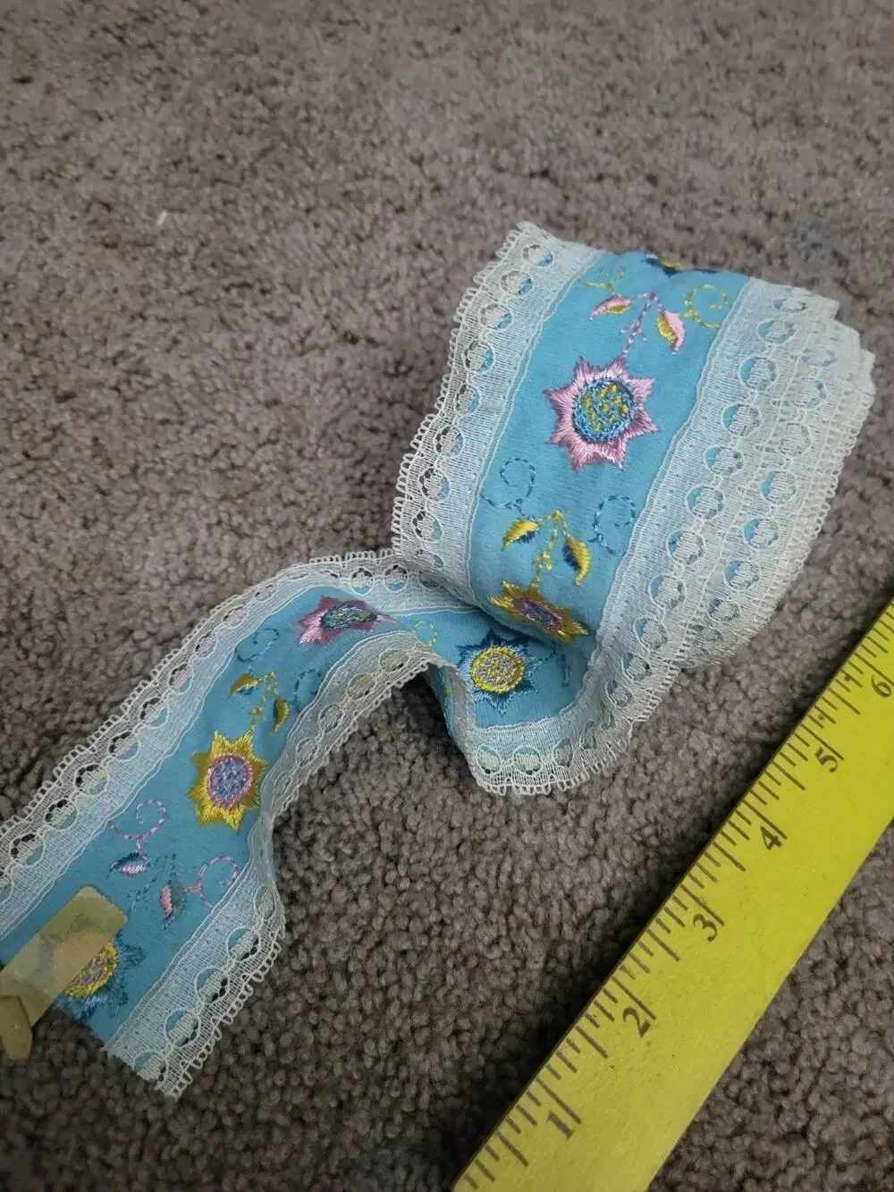 Vintage Lace And Embroidered Fabric Trim 60s A Few Yards